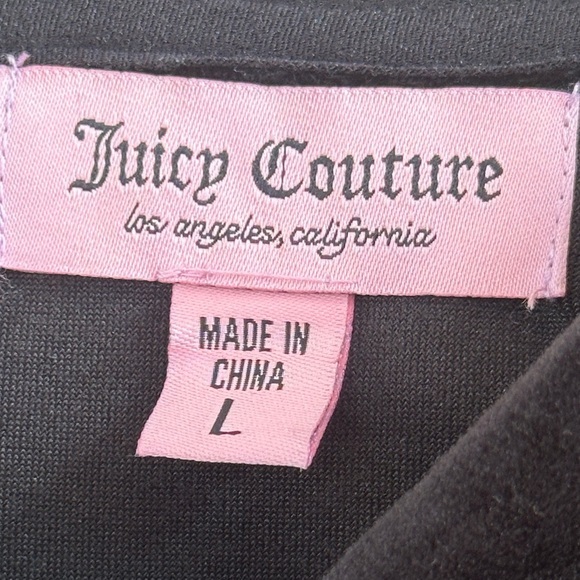 Juicy Couture Black Bling Velour Hoodie & Matching Flare Velour Pants Large EUC! - Picture 12 of 13